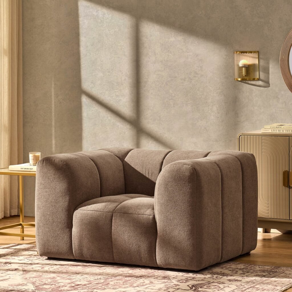 Manhattan Loveseat - Chenille Mushroom - Green Lane