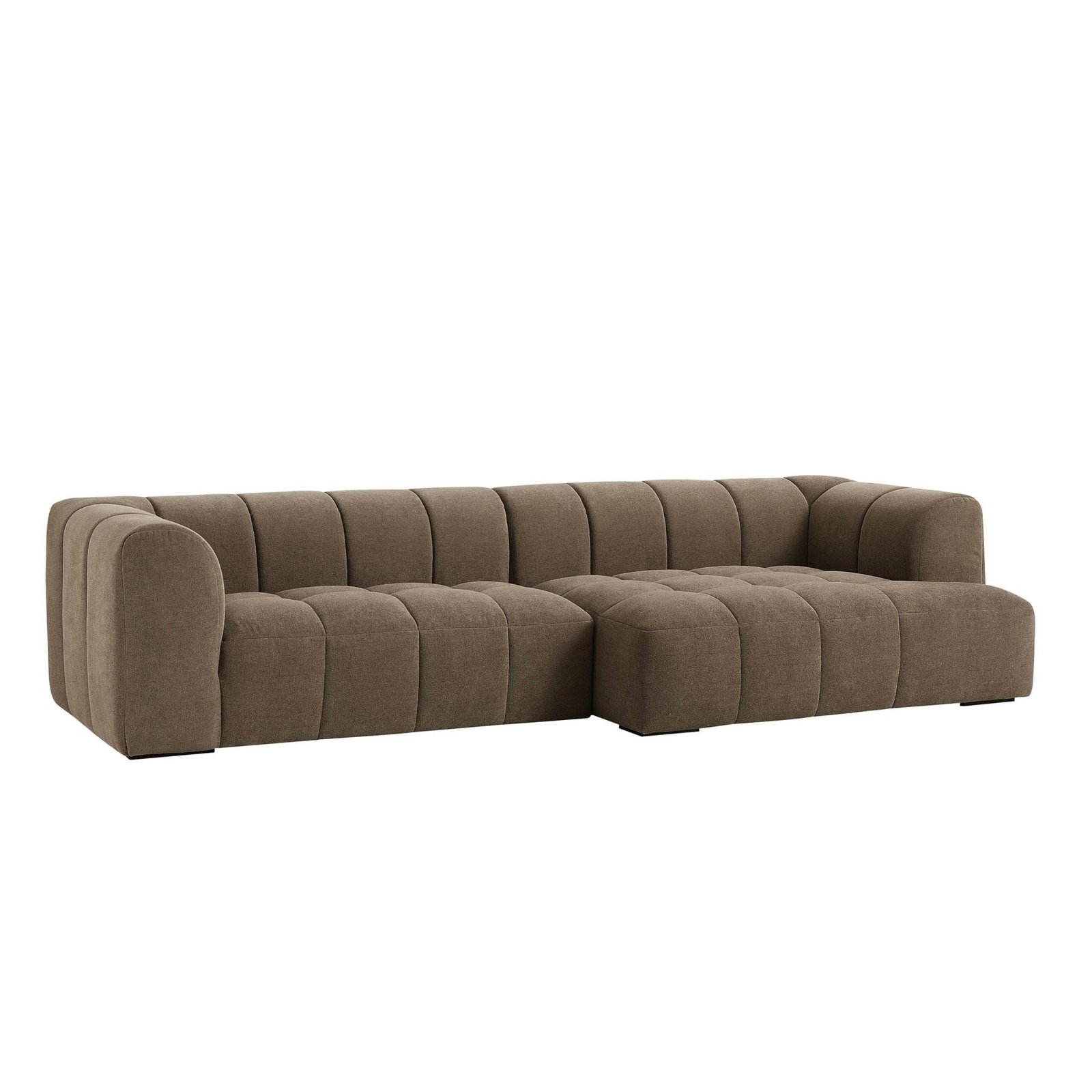 Manhattan Right Hand Chaise Sofa - Chenille Mushroom - Green Lane