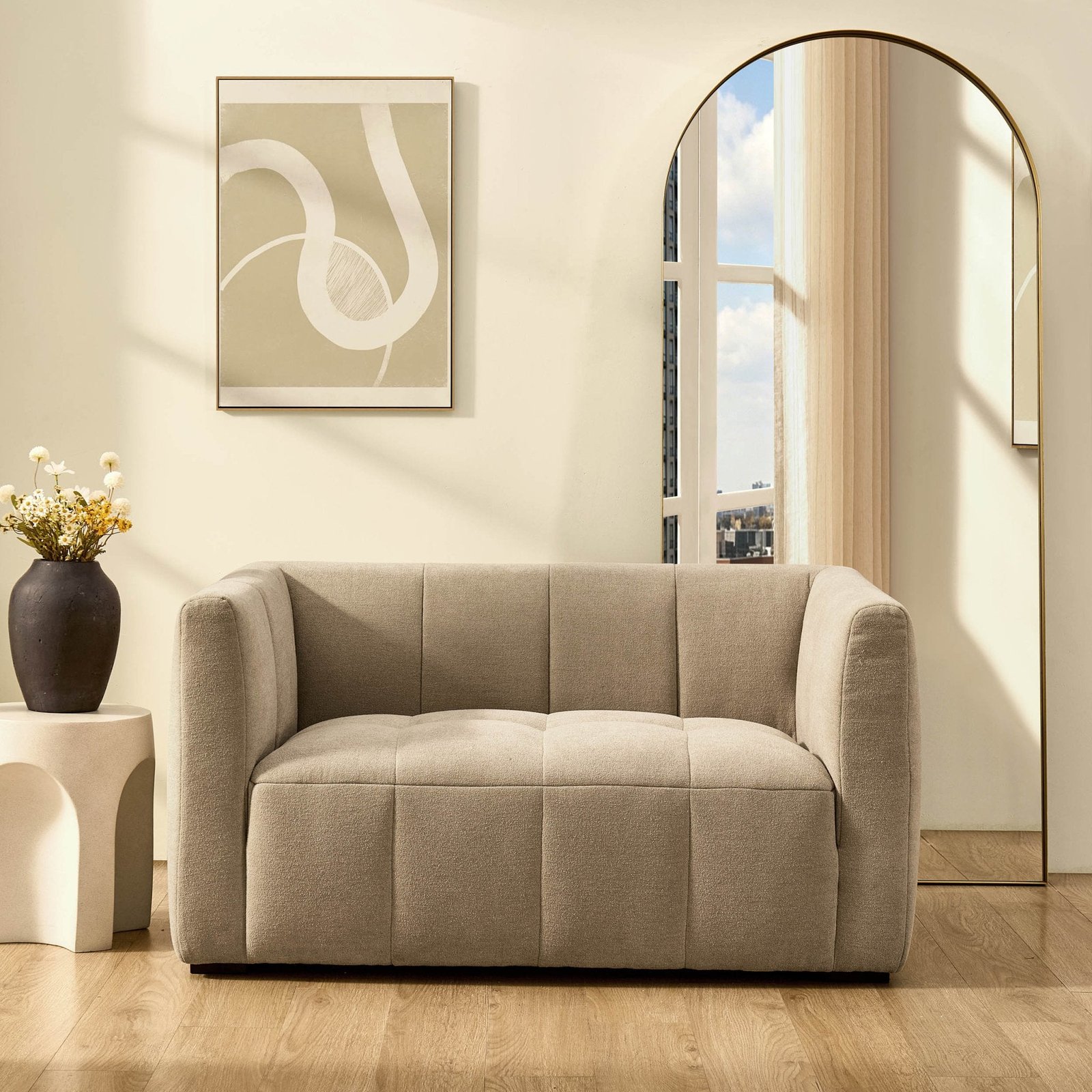 Manhattan Small 2 Seater Sofa - Chenille Oatmeal