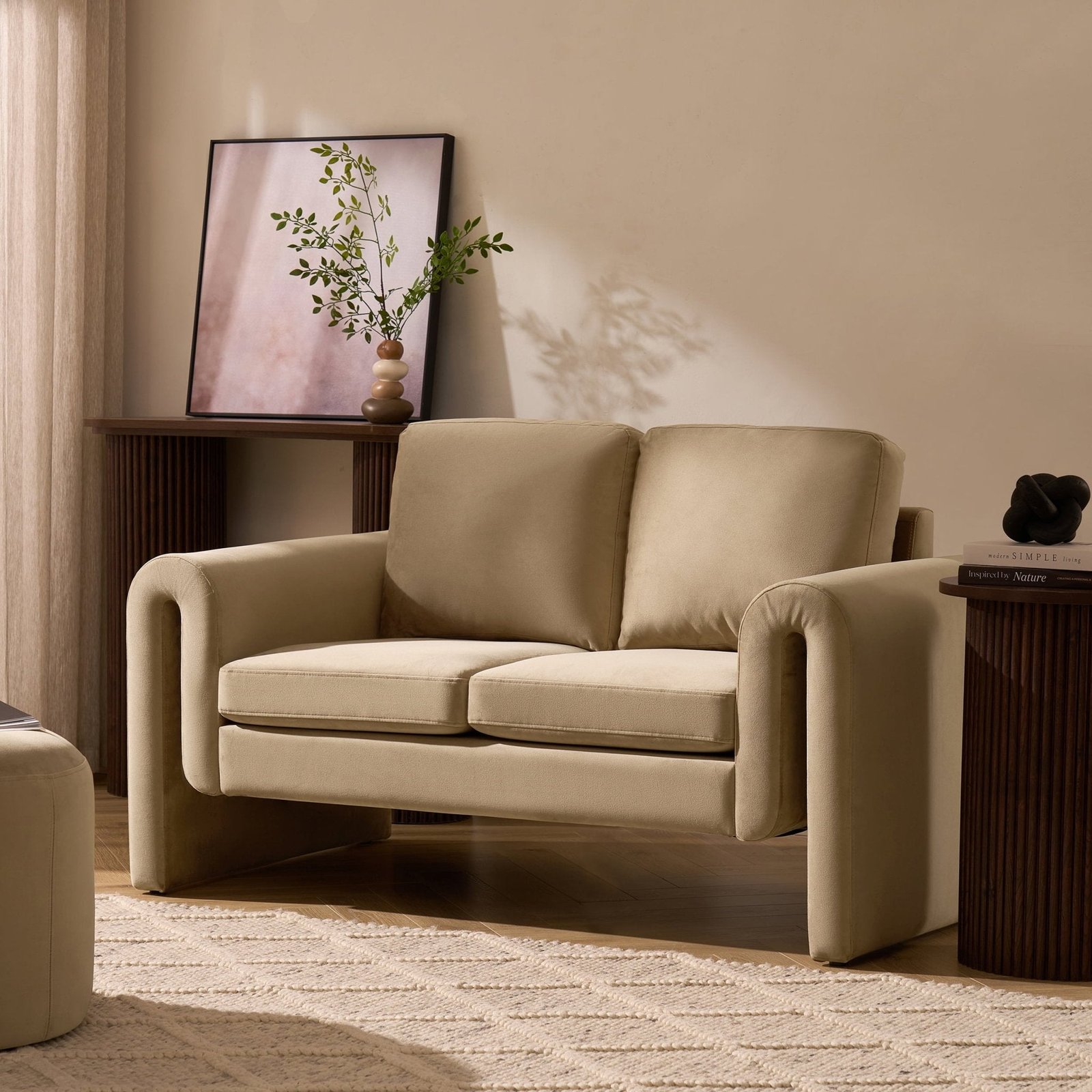 Marseille Small 2 Seater Sofa - Latte