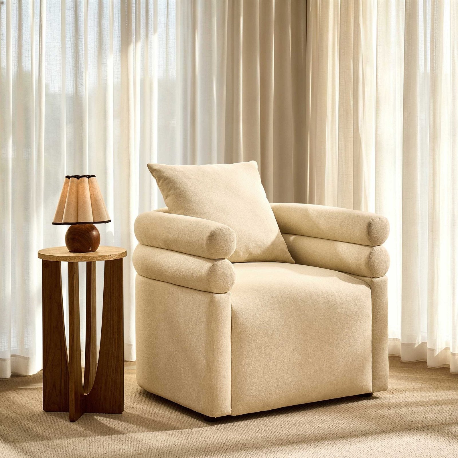 Maya Accent Chair - Cream Linen
