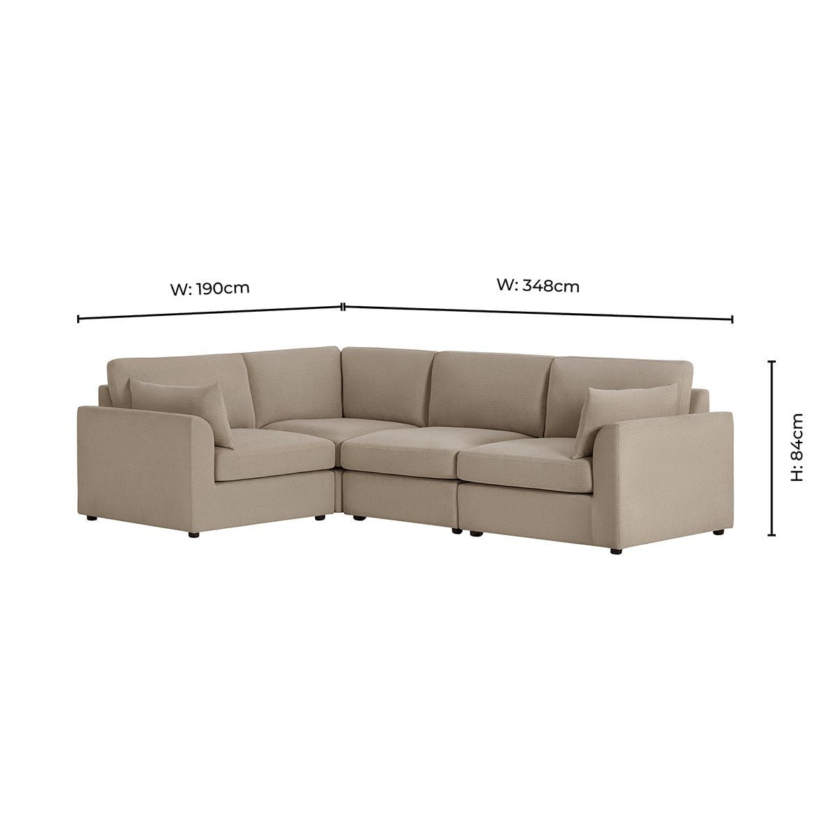 Miami Left Hand Small L-Shape Sofa - Chenille Oatmeal - Green Lane