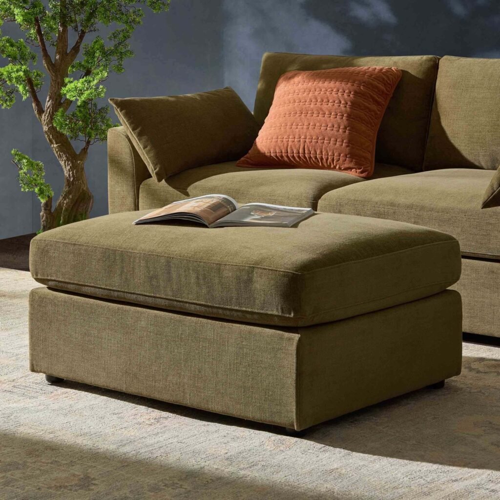 Miami Pouffe - Chenille Olive