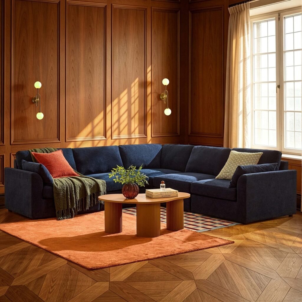 Miami Right Hand Corner Sofa - Chenille Navy - Green Lane