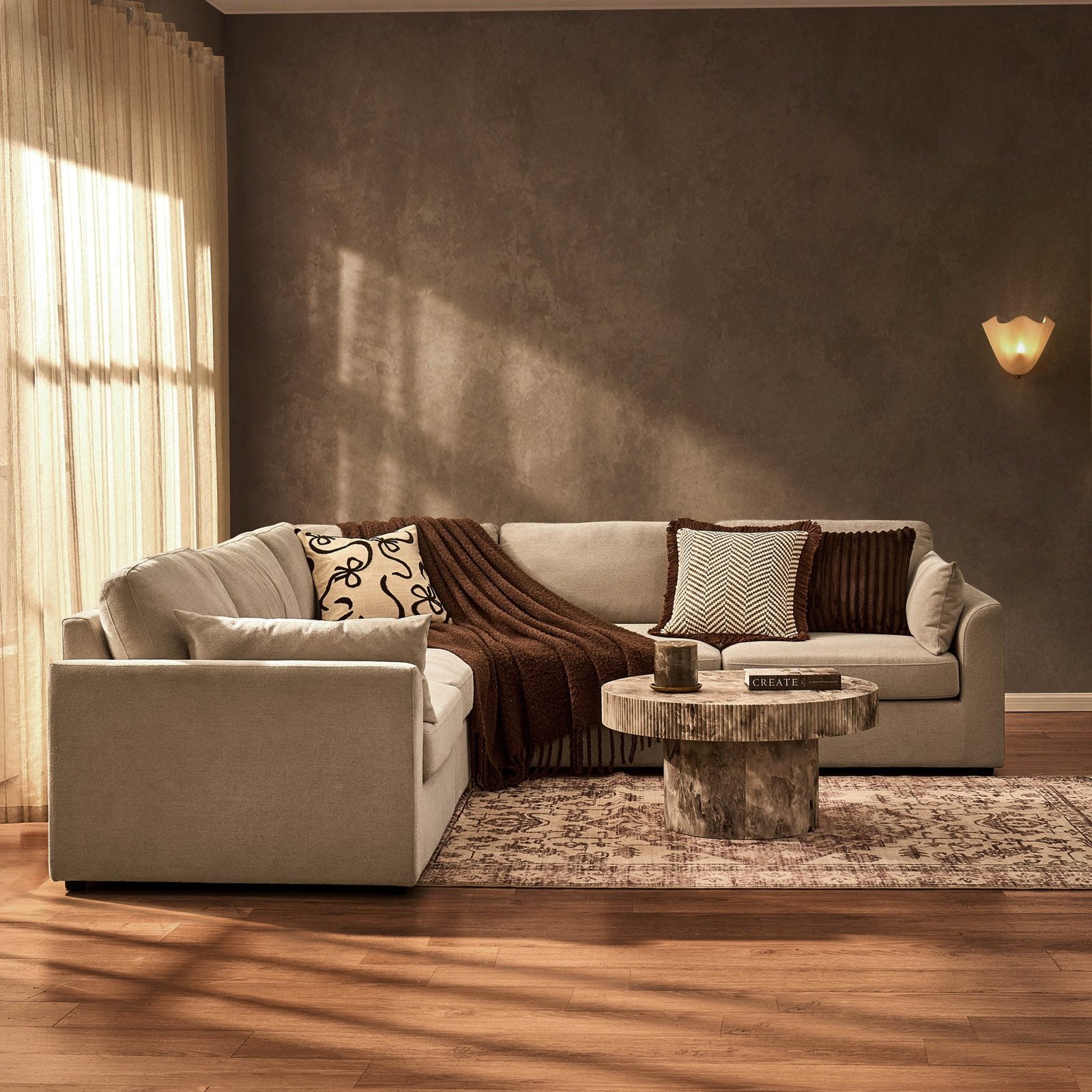 Miami Right Hand Corner Sofa - Chenille Oatmeal - Green Lane