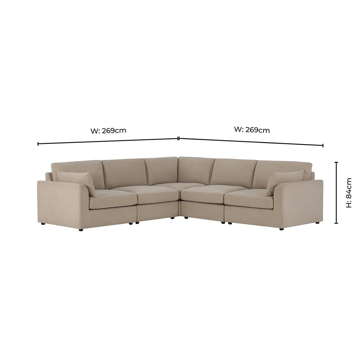 Miami Right Hand Corner Sofa - Chenille Oatmeal - Green Lane