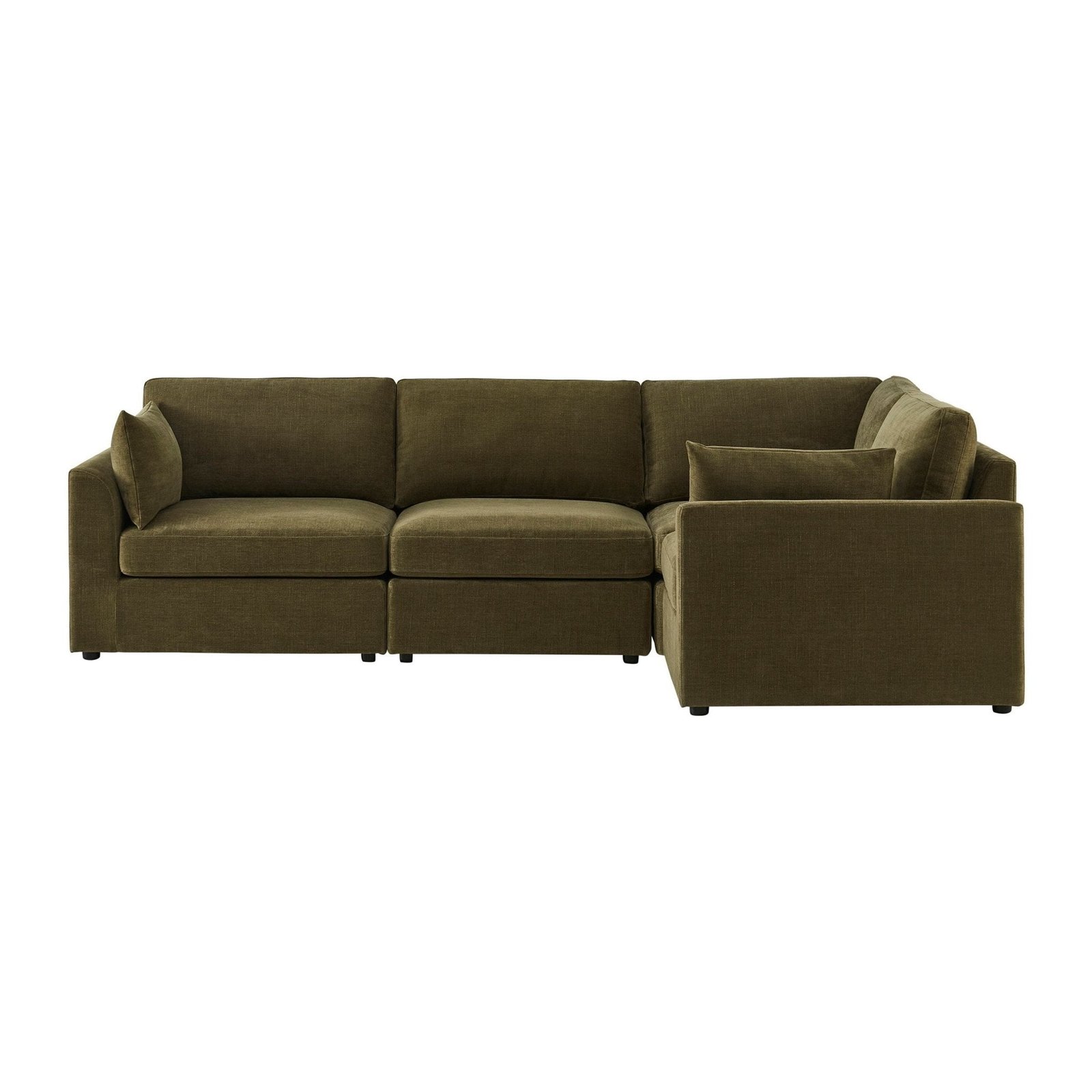 Miami Right Hand Small L-Shape Sofa - Chenille Olive - Green Lane