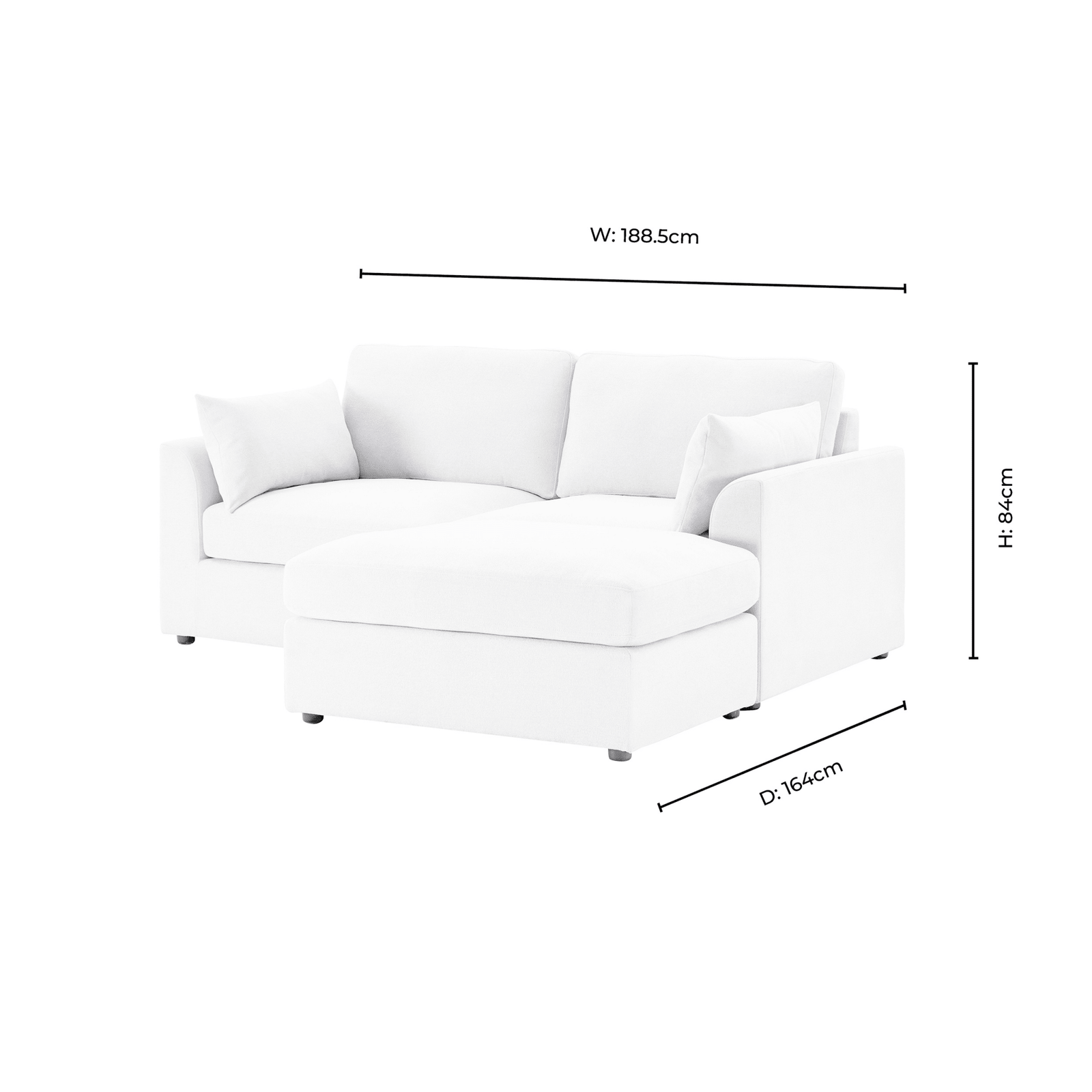 Miami Small Chaise Sofa - Chenille Oatmeal
