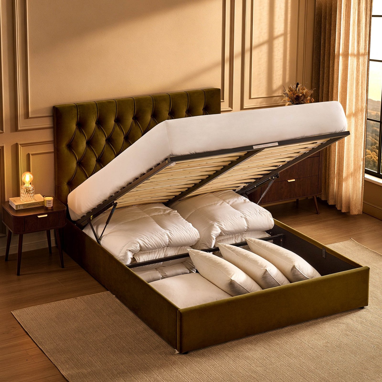 Middleton Ottoman Storage Bed - Muted Moss - Green Lane