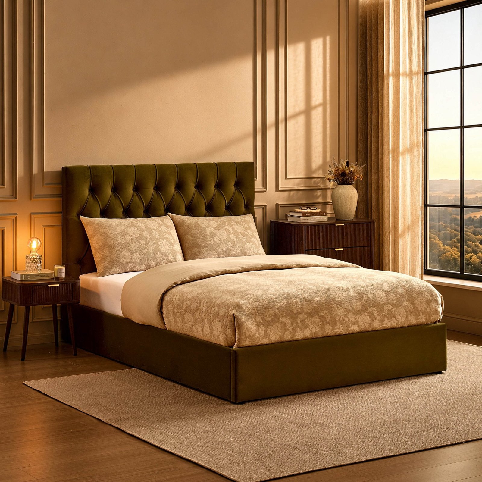 Middleton Ottoman Storage Bed - Muted Moss - Green Lane