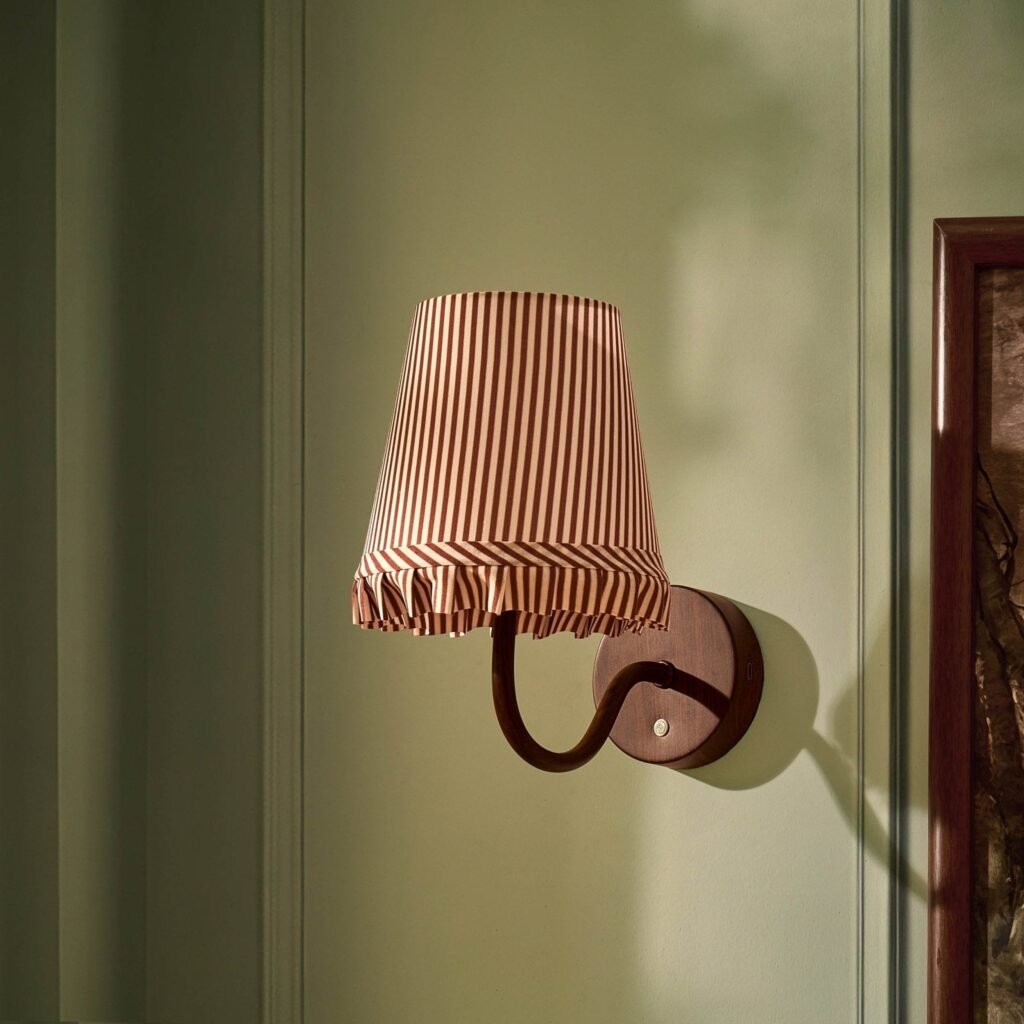 Millie Frill Stripe Shade Rechargeable Wall Light - Mocha Brown
