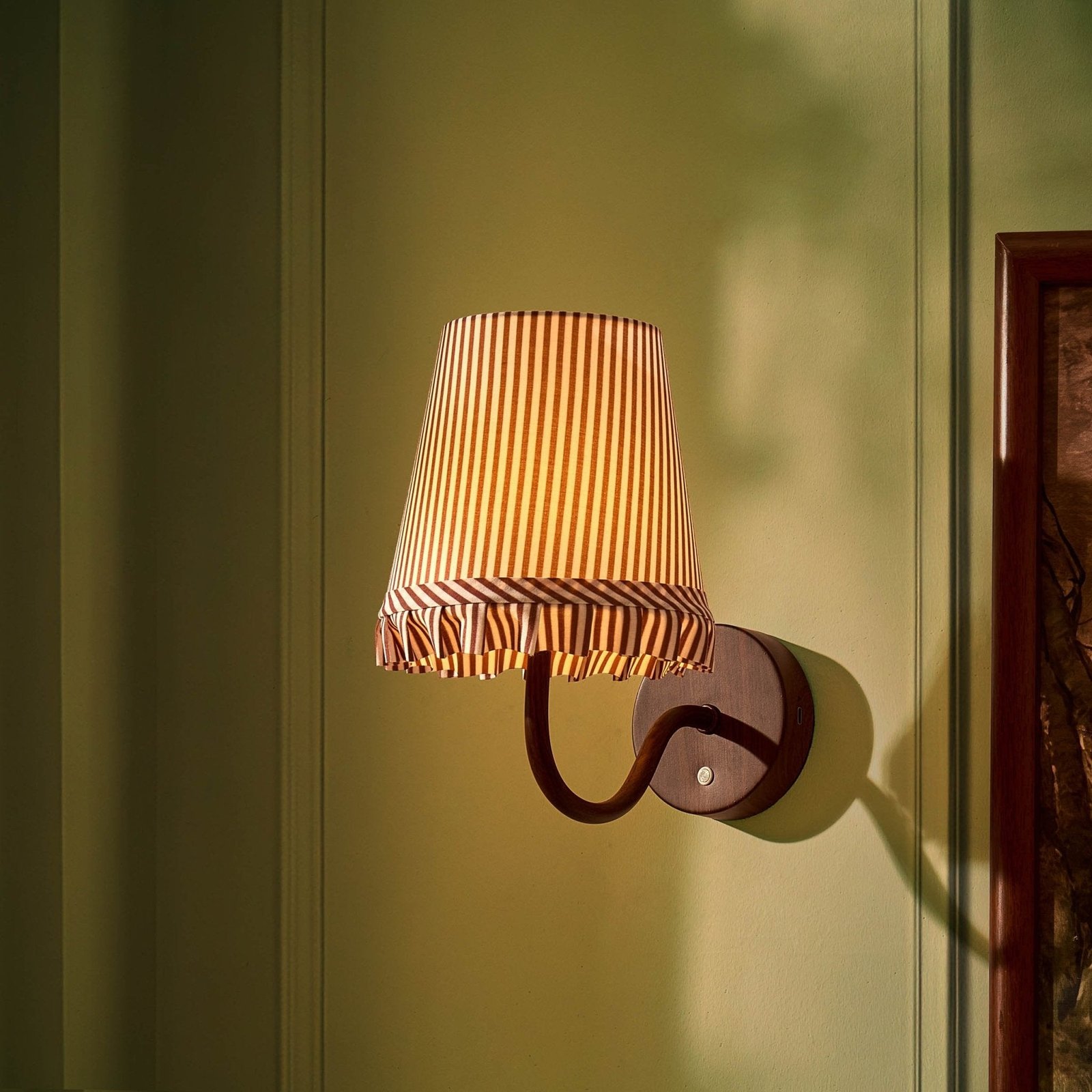 Millie Frill Stripe Shade Rechargeable Wall Light - Mocha Brown