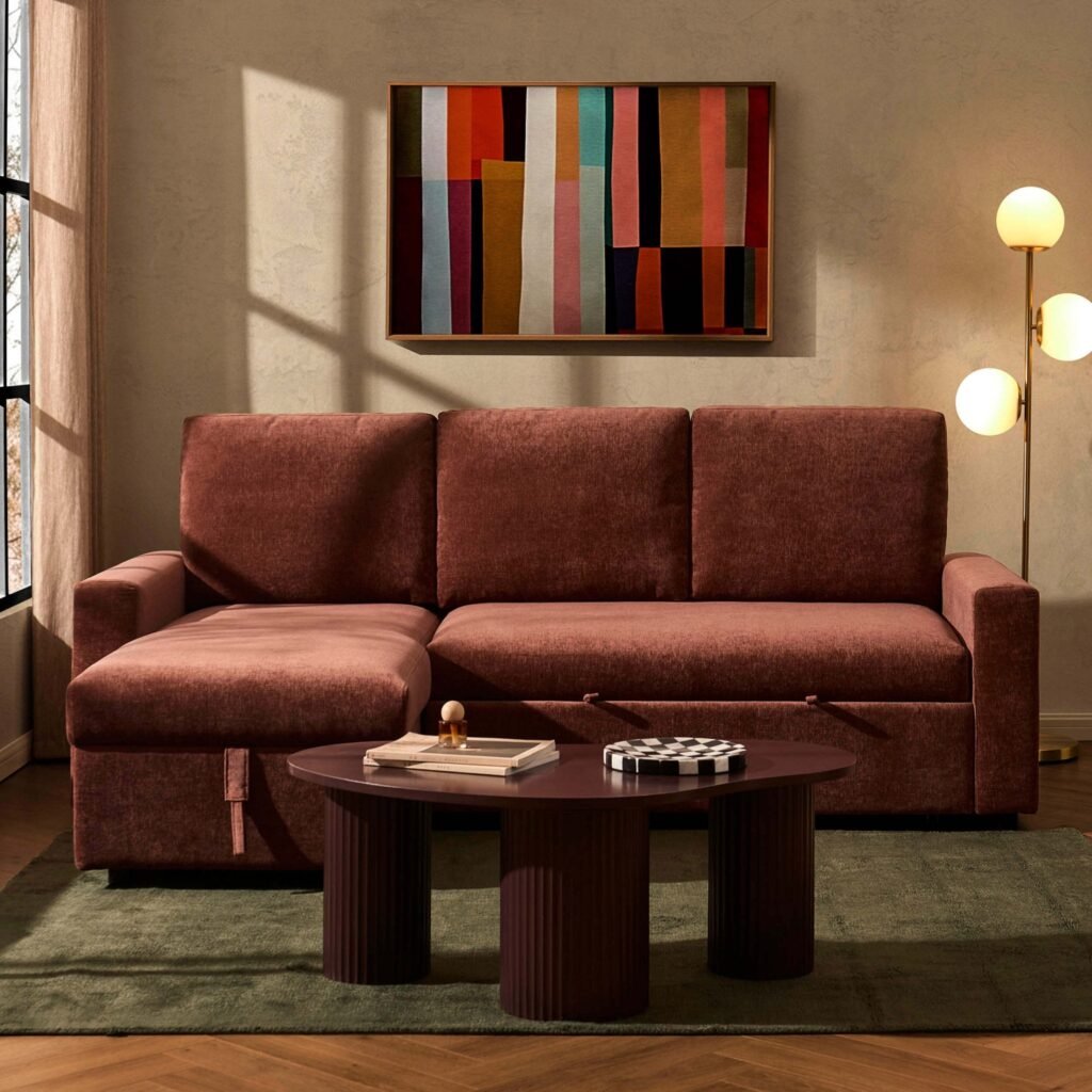 Monroe Sofa Bed - Chenille Dark Rust - Green Lane