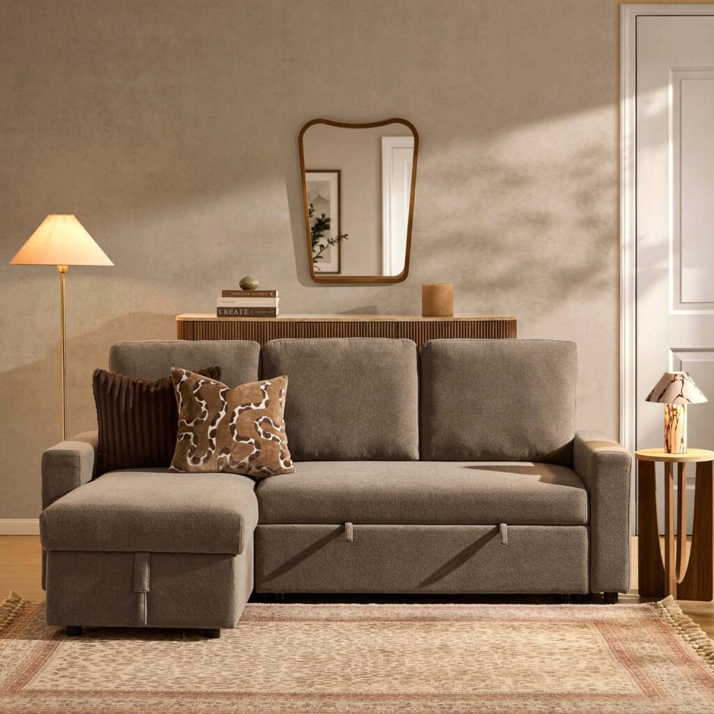 Monroe Sofa Bed - Chenille mushroom - Green Lane