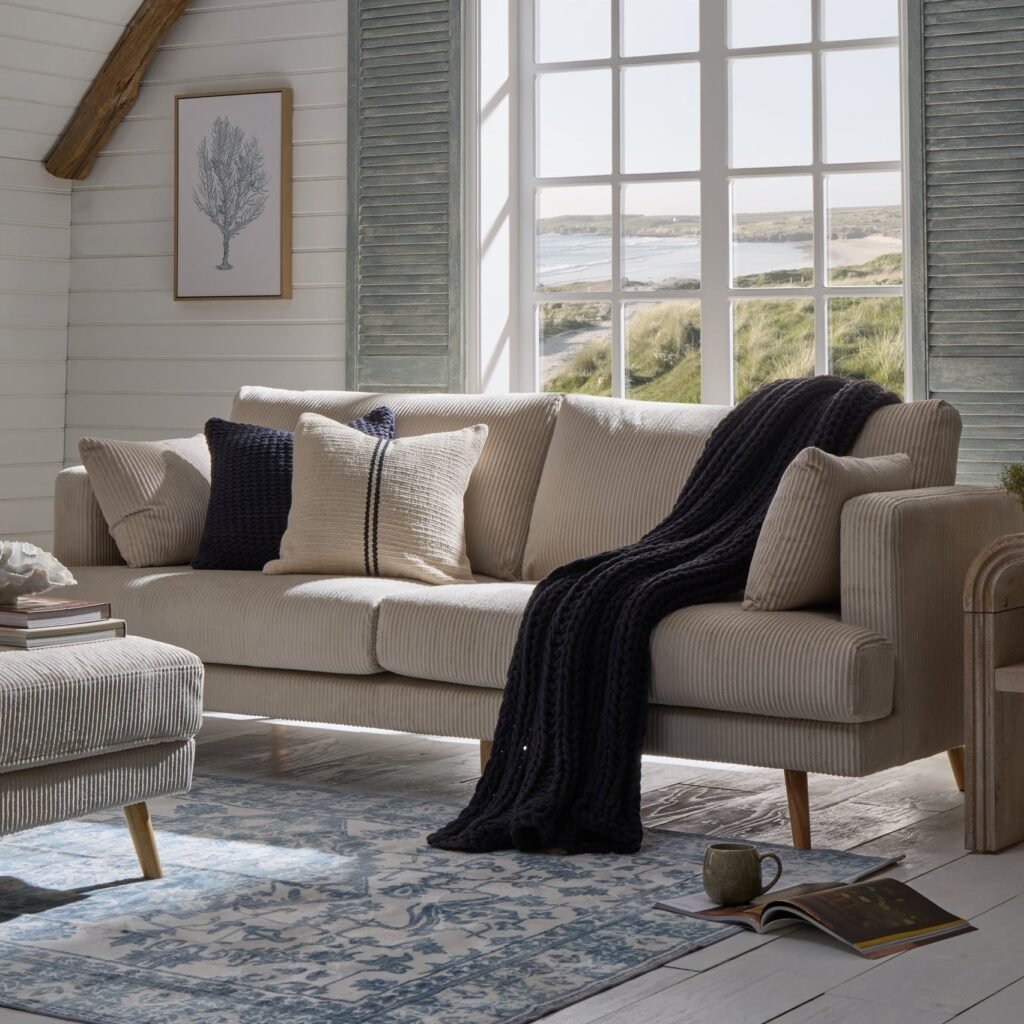 Sweden 3 Seater Sofa - Rib Ecru