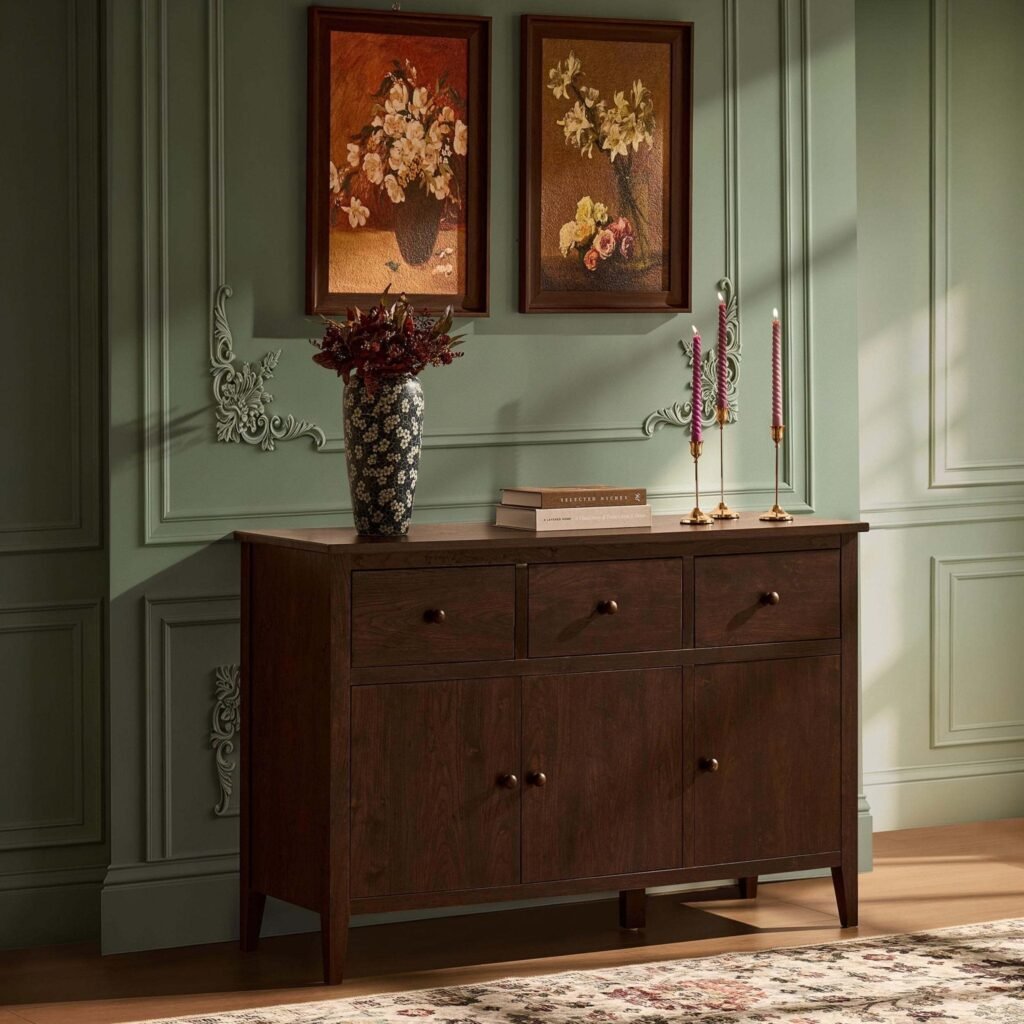 Nell 3 Door Sideboard with Drawers - Walnut - Green Lane