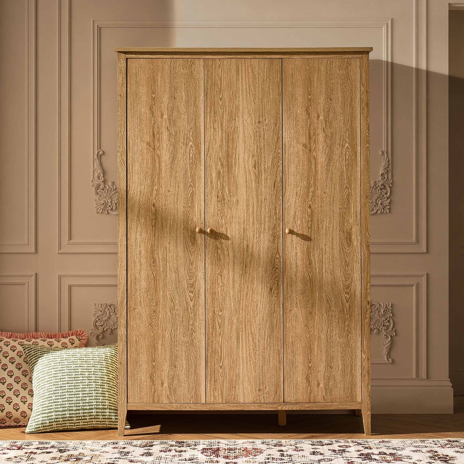 Nell 3 Door Wardrobe - Light Wood - Green Lane