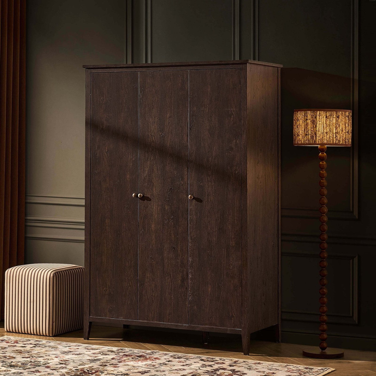 Nell 3 Door Wardrobe - Walnut - Green Lane