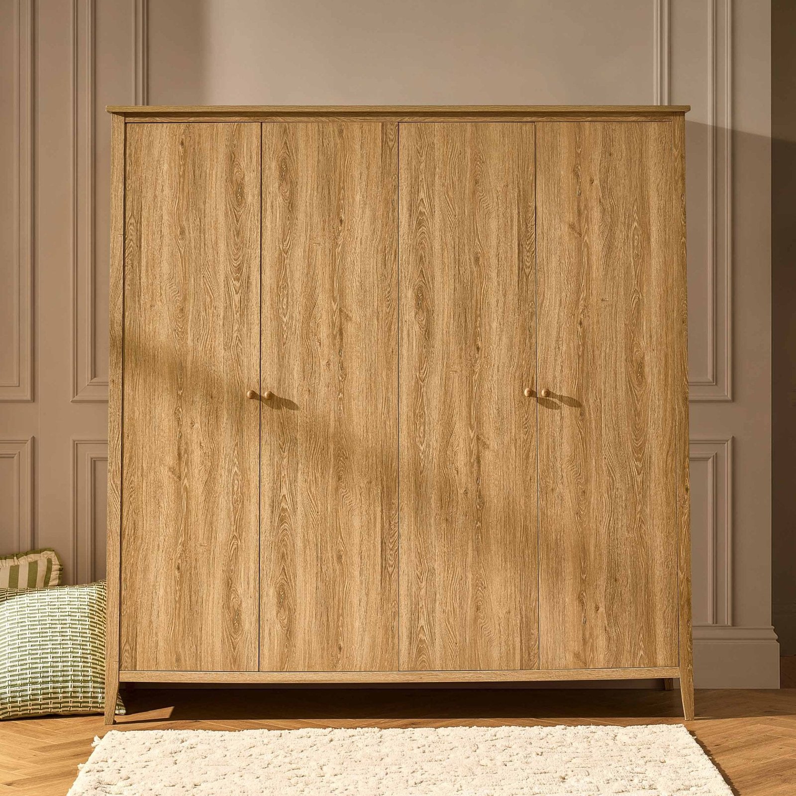 Nell 4 Door Wardrobe - Light Wood - Green Lane