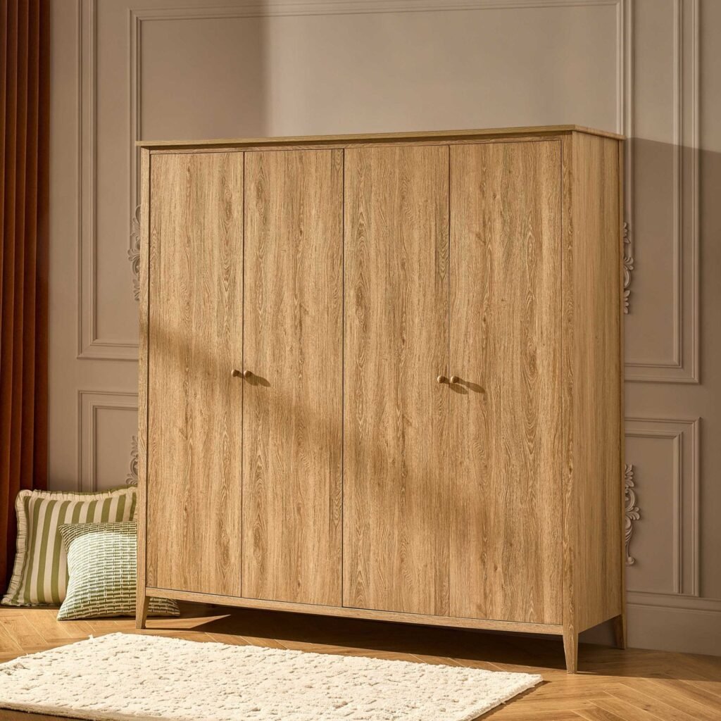 Nell 4 Door Wardrobe - Light Wood - Green Lane