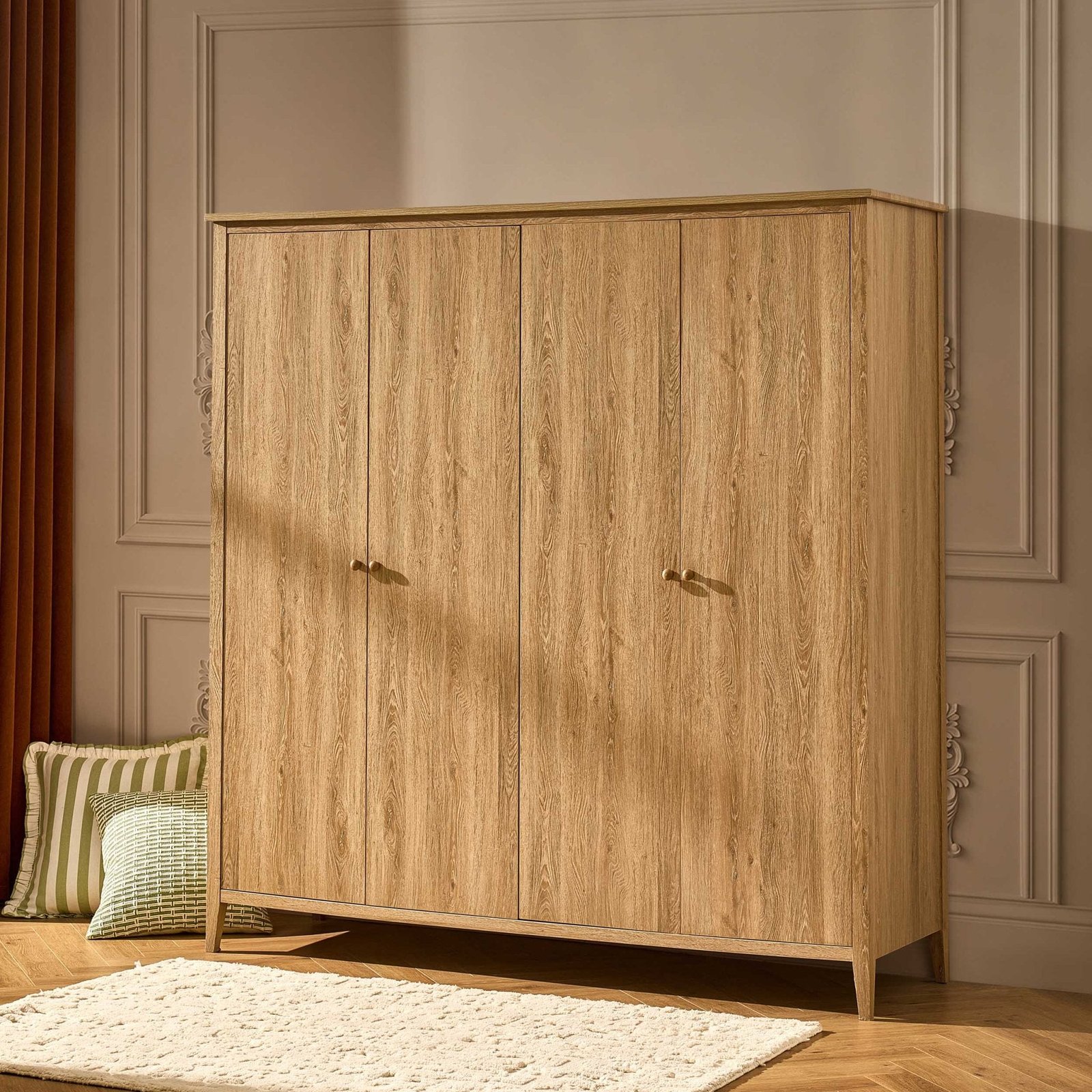 Nell 4 Door Wardrobe - Light Wood - Green Lane