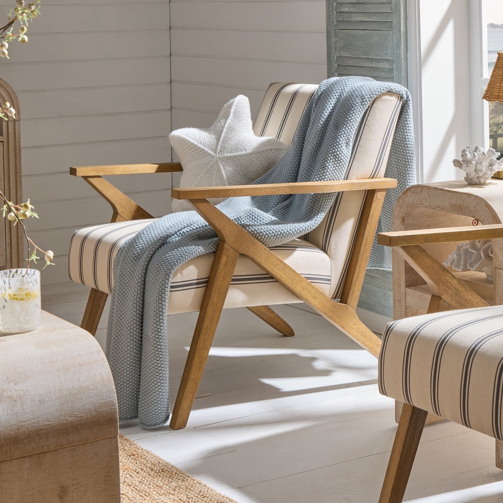 Nyla Accent Chair - Blue Stripe