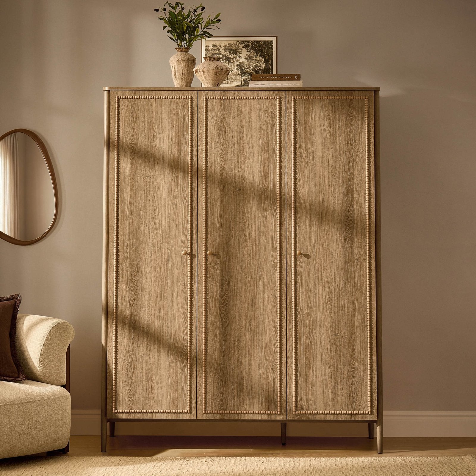 Posy Bobbin 3 Door Wardrobe - Light Wood - Green Lane
