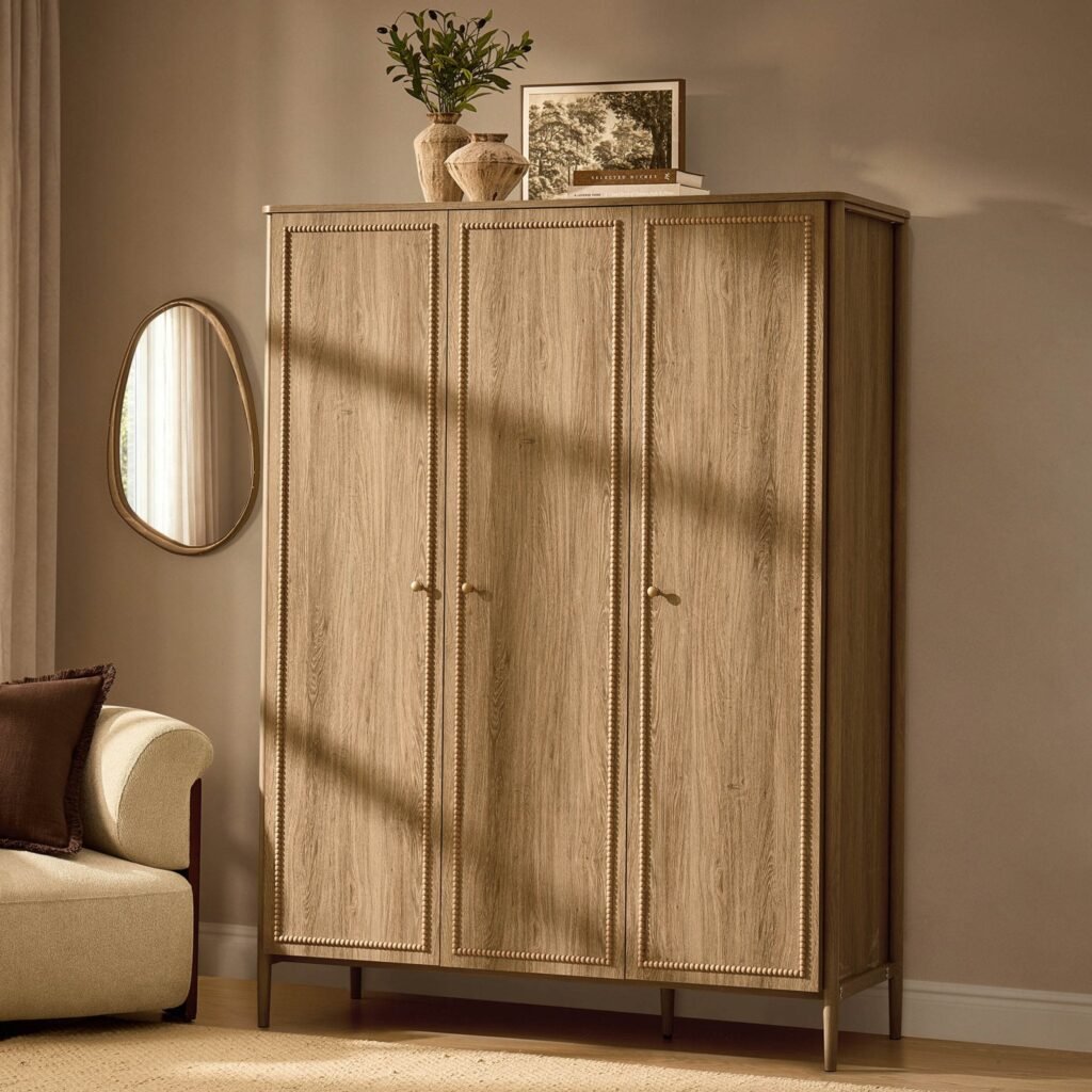 Posy Bobbin 3 Door Wardrobe - Light Wood - Green Lane