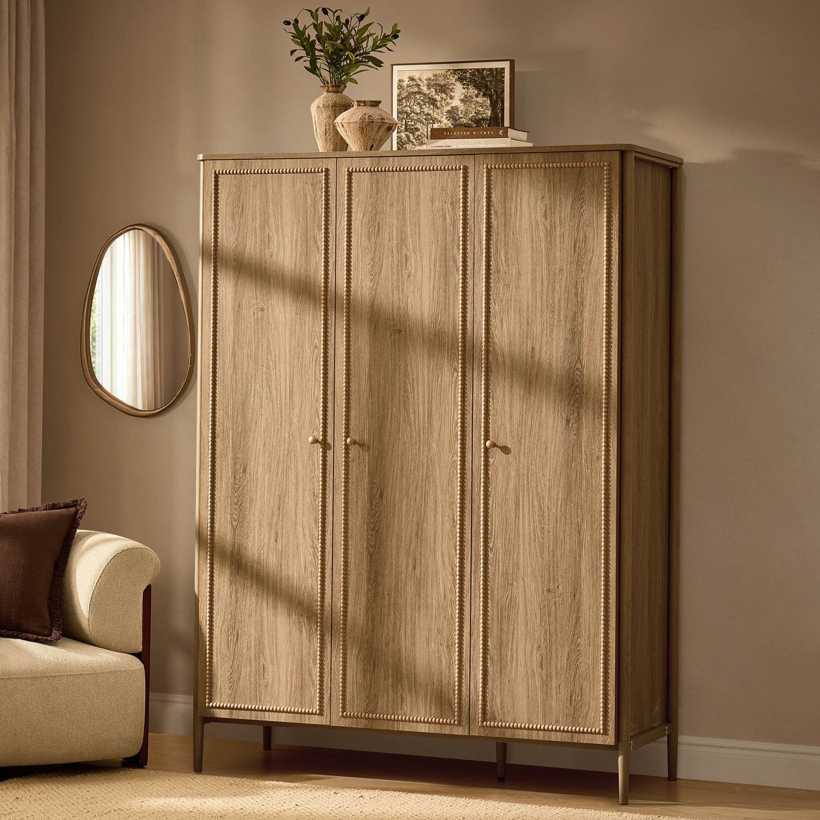 Posy Bobbin 3 Door Wardrobe - Light Wood - Green Lane