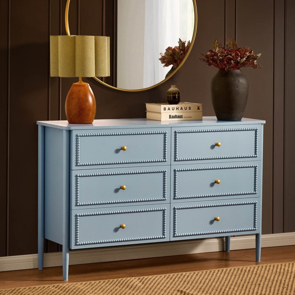 Posy Bobbin 6 Drawer Chest - Sky Blue - Green Lane