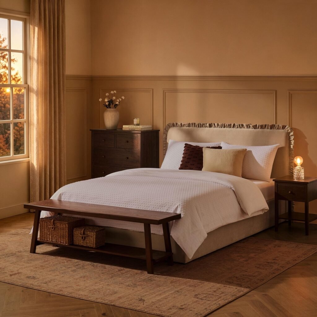 Riva Ottoman Storage Bed - Chenille Ivory - Green Lane