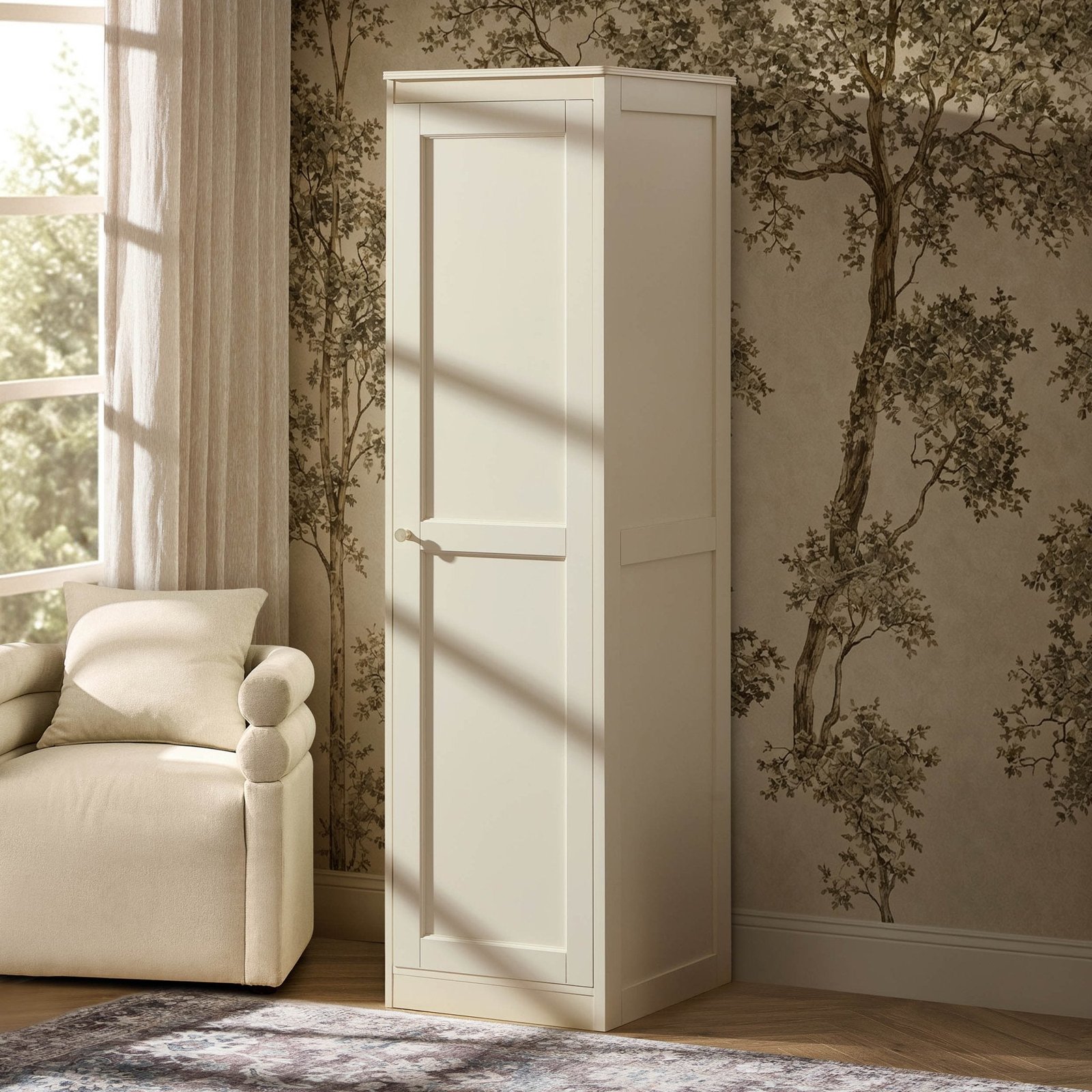Ruby 1 Door Wardrobe with Drawers - Cream - Green Lane