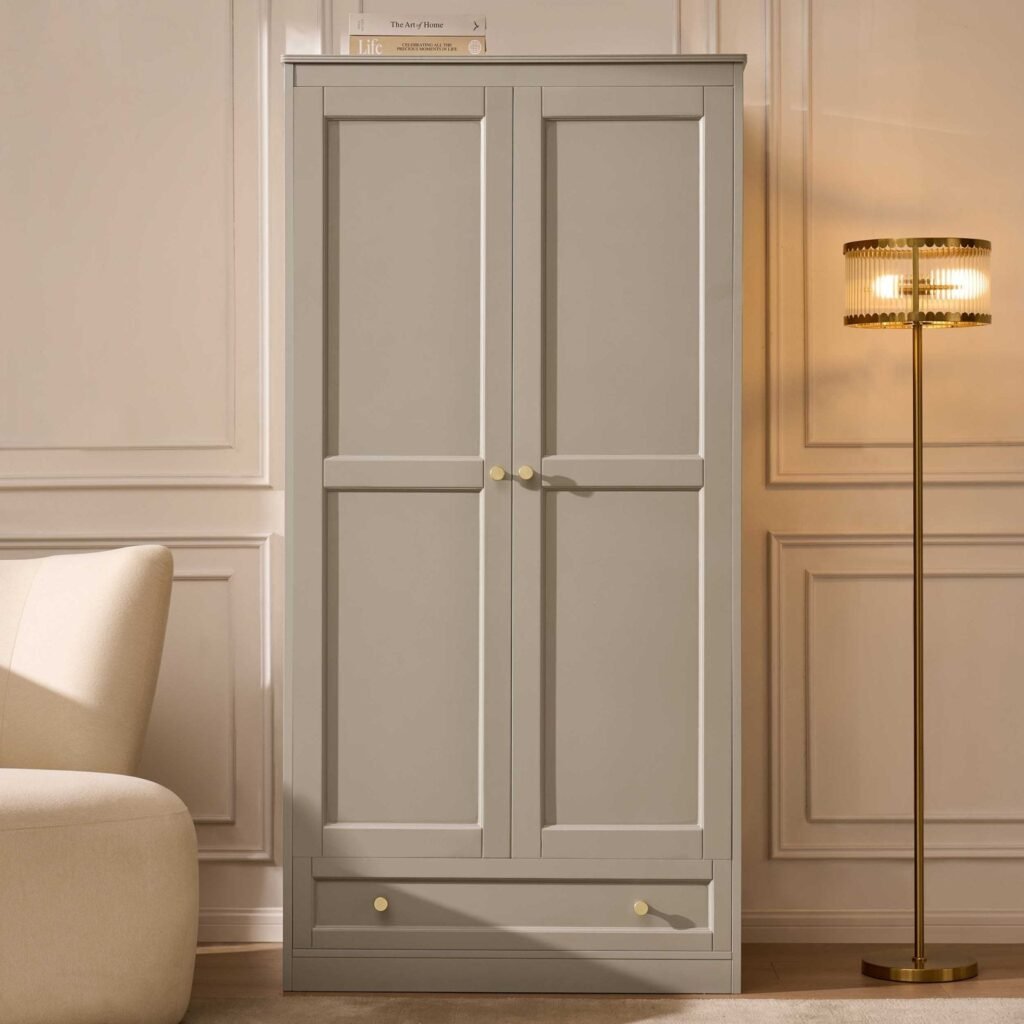 Ruby 2 Door Wardrobe with Drawer - Taupe - Green Lane