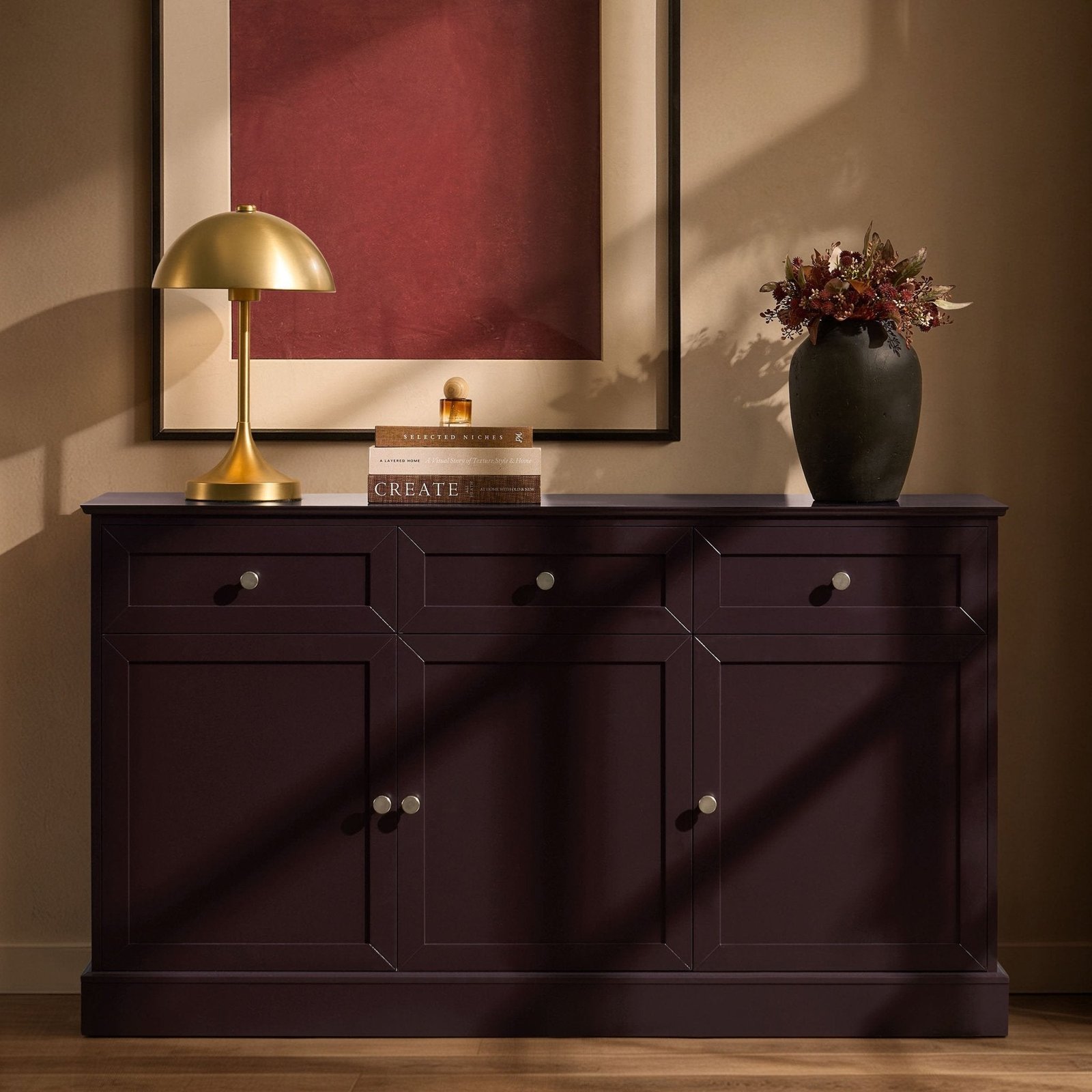 Ruby 3 Door Sideboard with Drawers - Chocolate - Green Lane