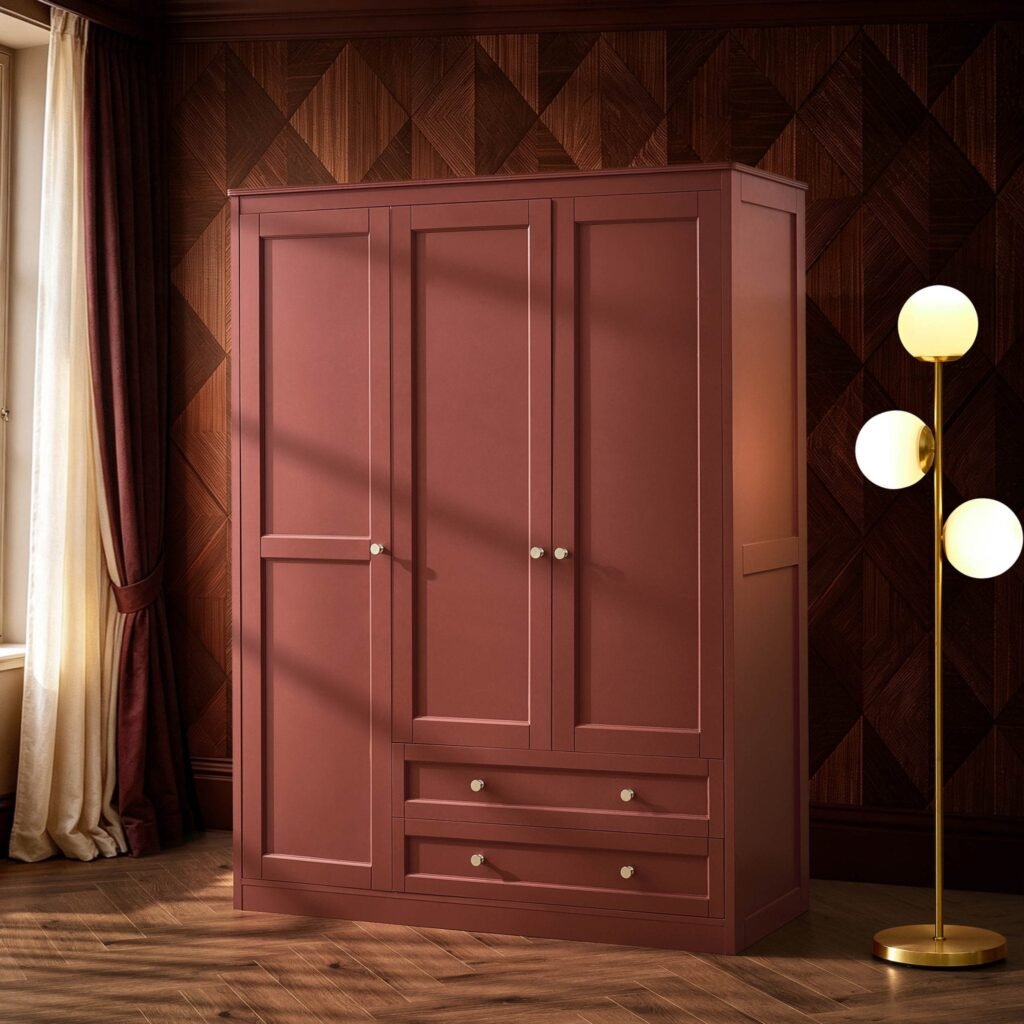 Ruby 3 Door Wardrobe with Drawers - Terracotta - Green Lane