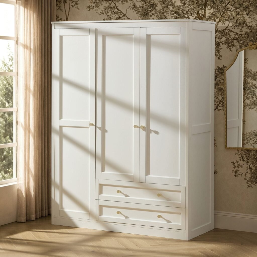 Ruby 3 Door Wardrobe with Drawers - Warm White - Green Lane
