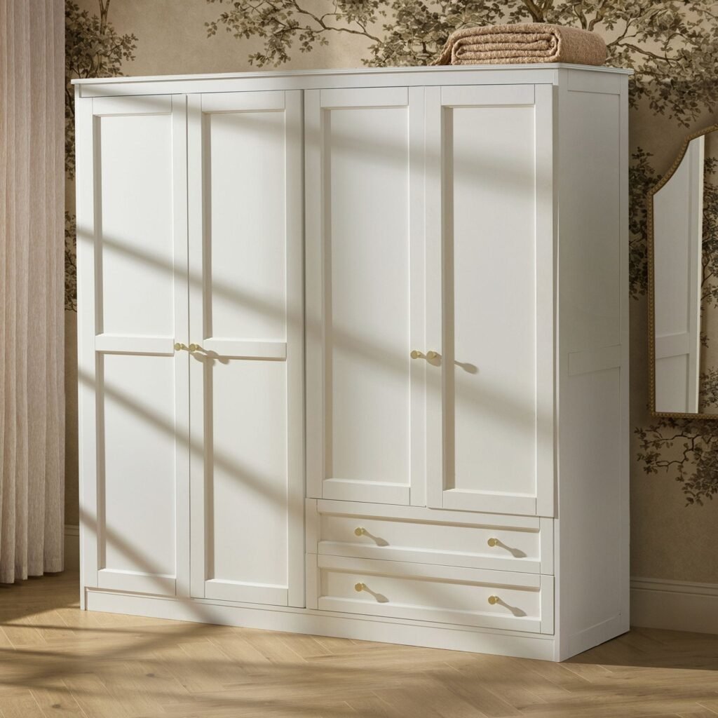 Ruby 4 Door Wardrobe - Warm White - Green Lane