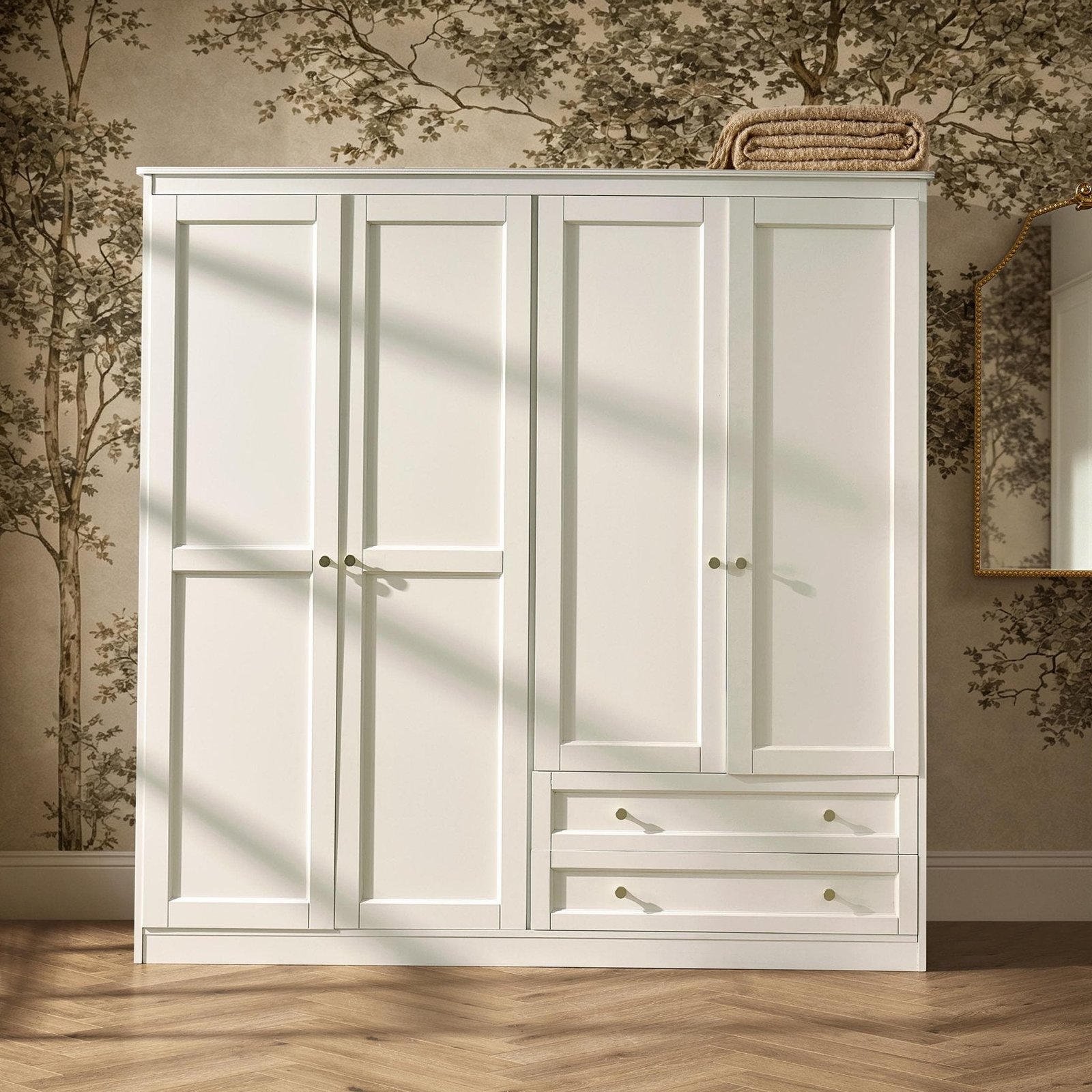 Ruby 4 Door Wardrobe - Warm White - Green Lane