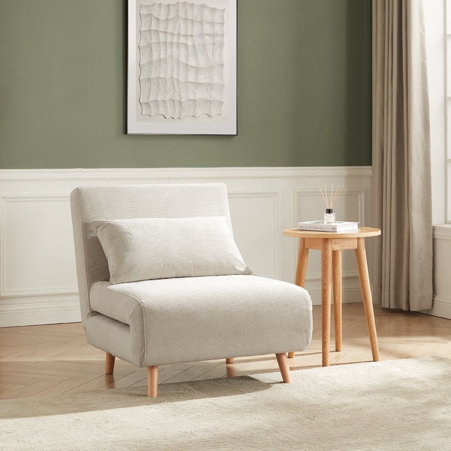Seattle Single Click Clack Sofa Bed — Corduroy - Pebble