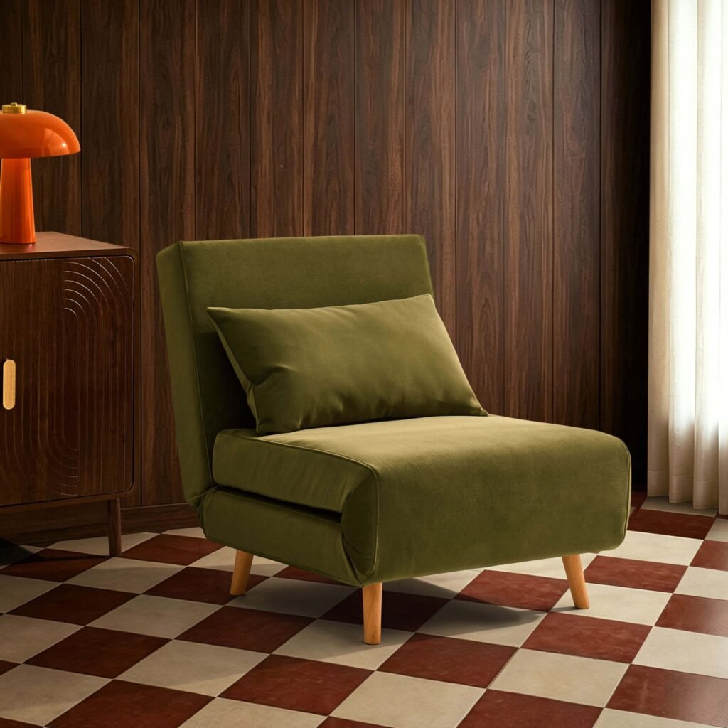 Seattle Single Click Clack Sofa Bed - Muted Moss - Green Lane