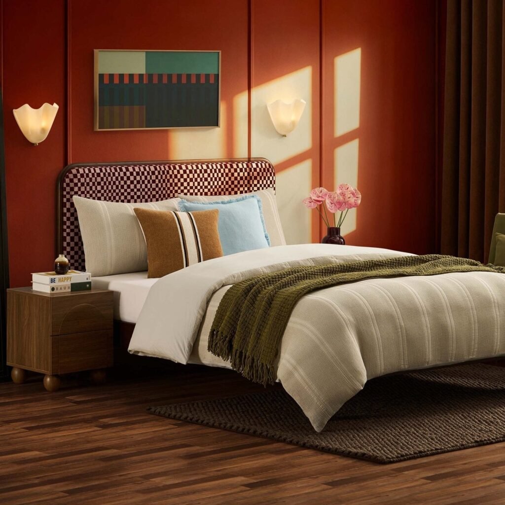 Seoul Bed Frame - Red Checkerboard - Green Lane