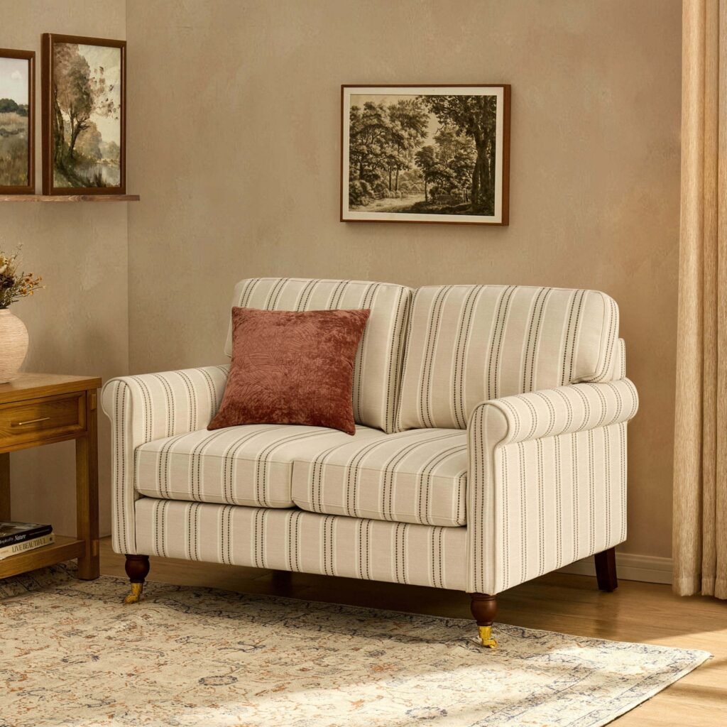 Sicily Compact 2 Seater Sofa - Stripe - Green Lane