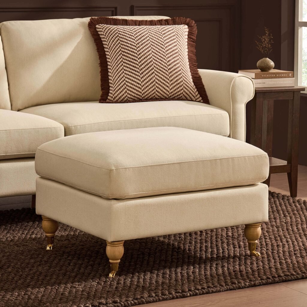Sicily Pouffe - Cream Linen - Green Lane