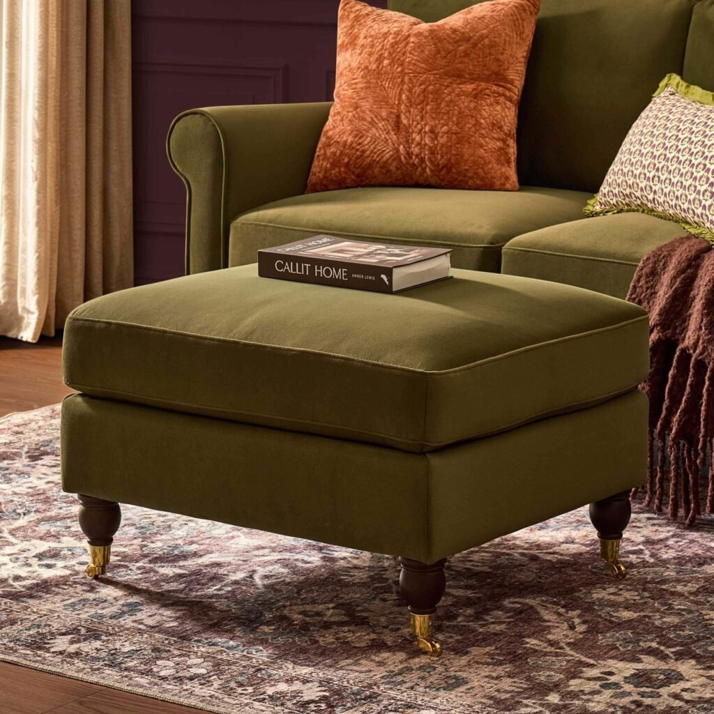 Sicily Pouffe - Muted Moss - Green Lane