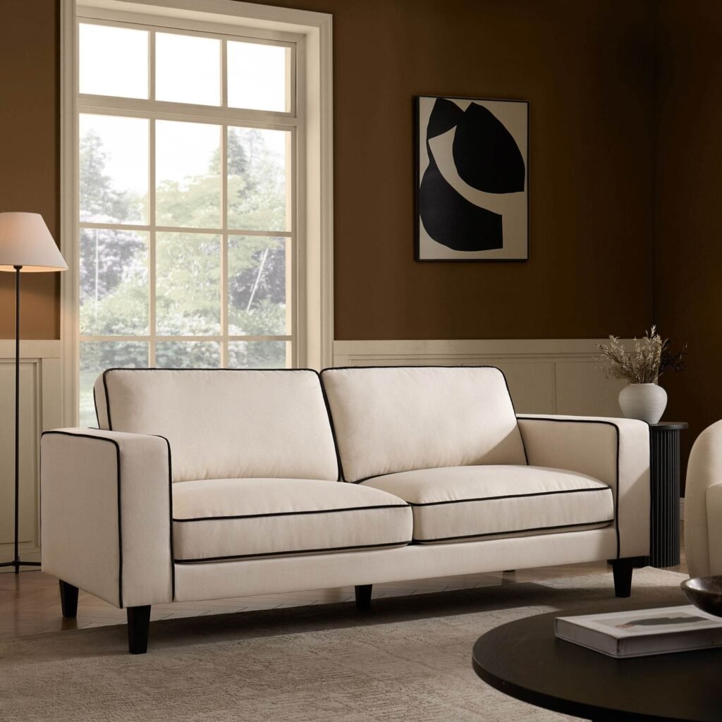 Soho 3 Seater Sofa - Cream Linen/Black