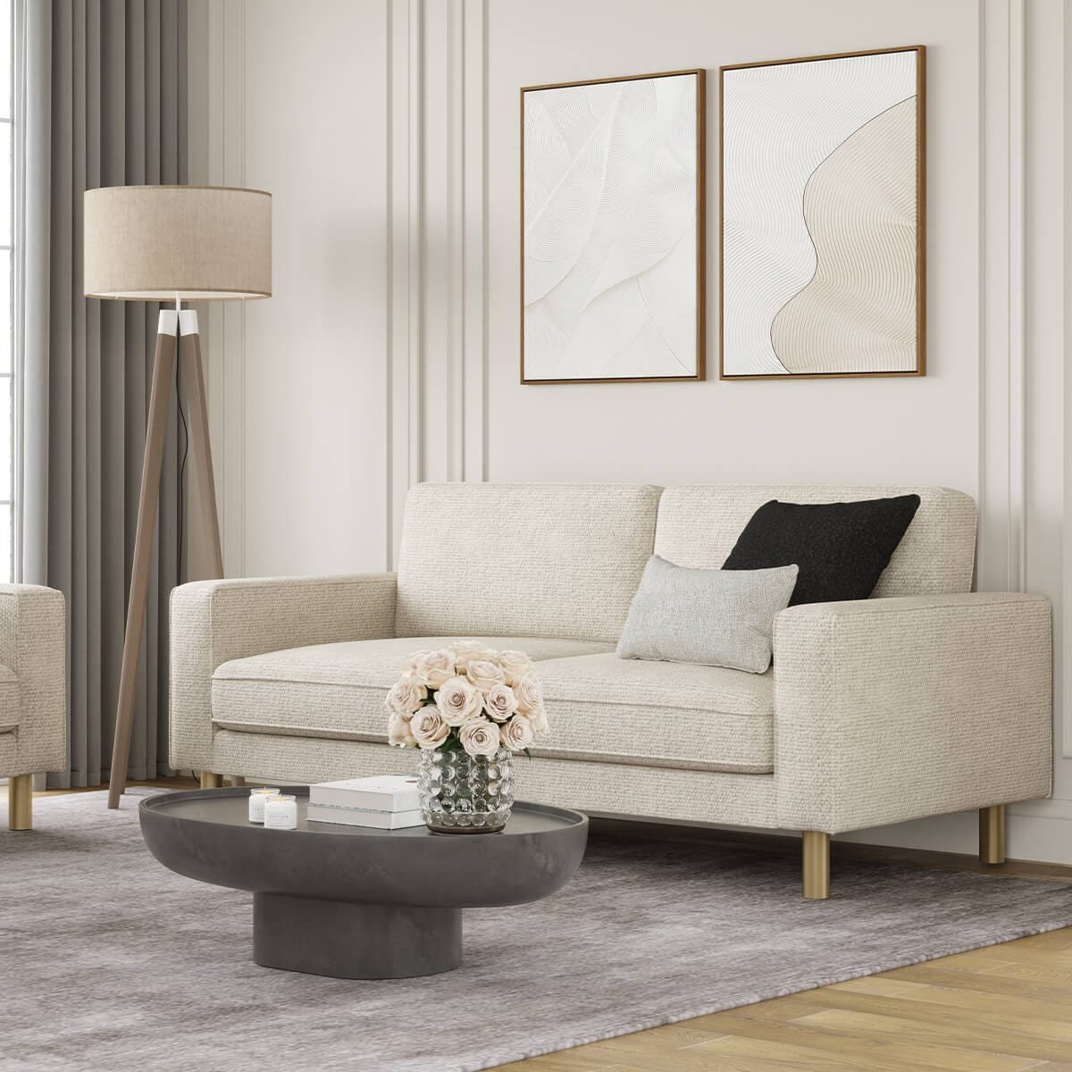 Soho Bouclé 3 Seater Sofa - Ivory