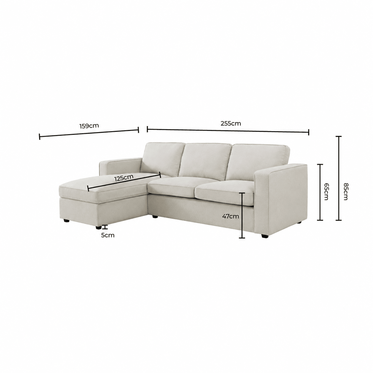 Soho Left Hand Storage Chaise Sofa - Grey