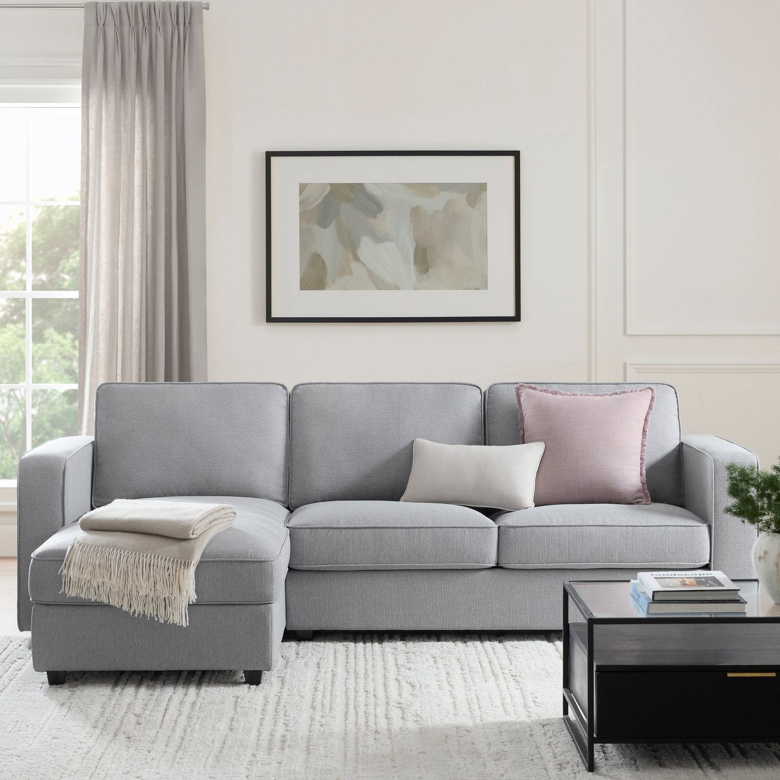 Soho Left Hand Storage Chaise Sofa - Mid Grey