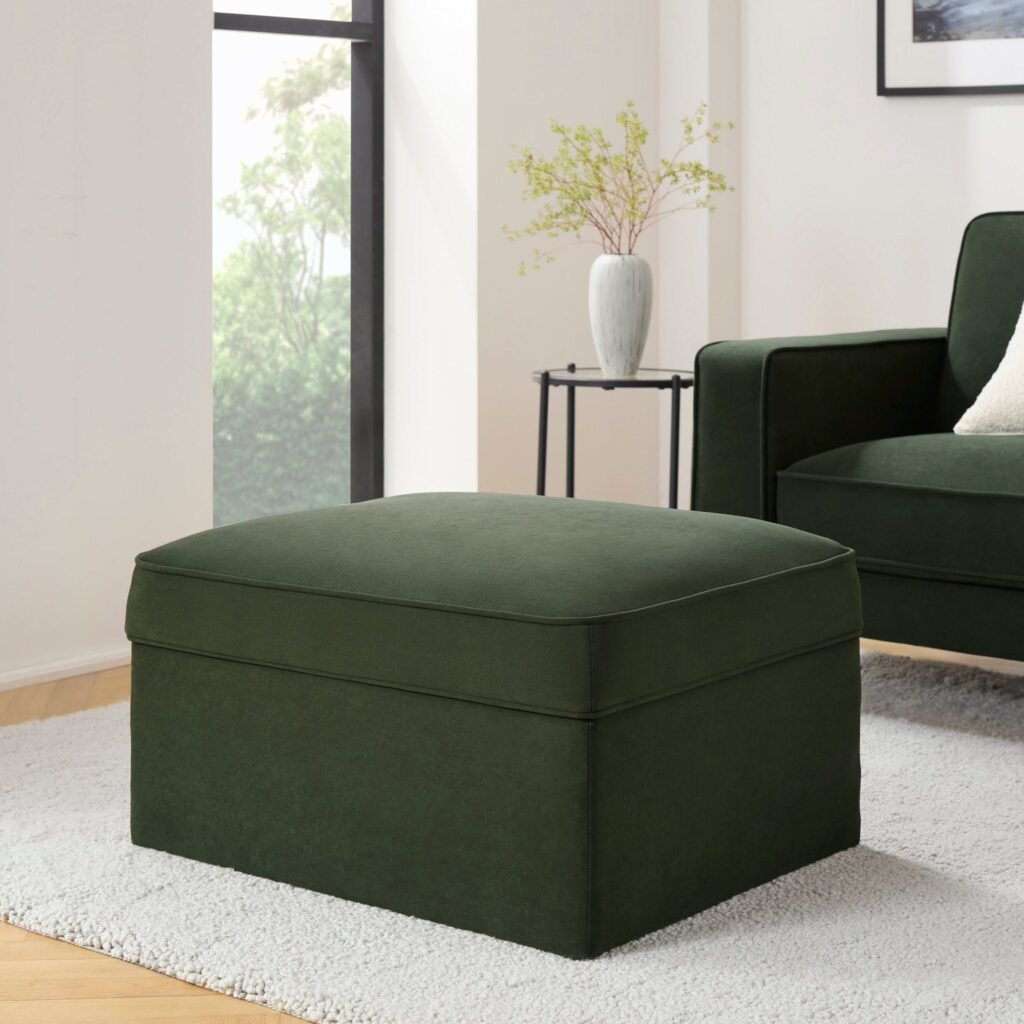 Soho Ottoman Storage Pouffe — Dark Olive