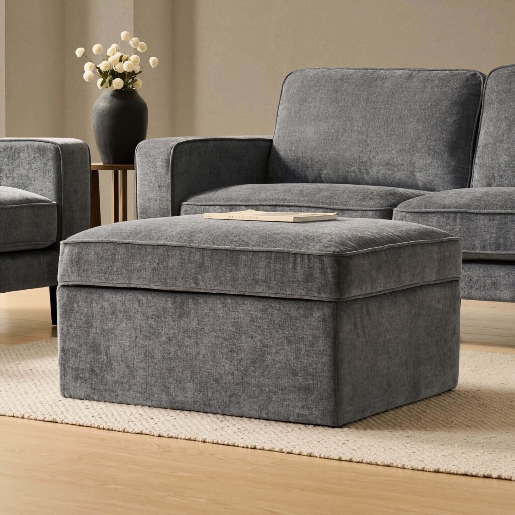 Soho Ottoman Storage Pouffe - Grey - Green Lane